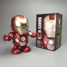 Pop Dance Iron Man Marvel Avengers Action Figure Toy Led Flashlight With Light Sound Music Robot Iron Man Hero Electronic Toys