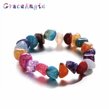 GraceAngie браслет нерегулярная ледяная, с трещинами цветной гравий бусины ручной работы натуральный камень натуральный досуг спортивный стиль для свадьбы