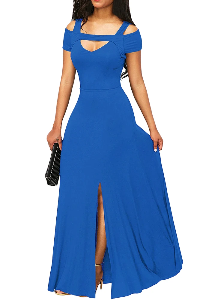 Royal-Blue-Cold-Shoulder-Front-Slit-Flare-Maxi-Dress-LC61752-4-3