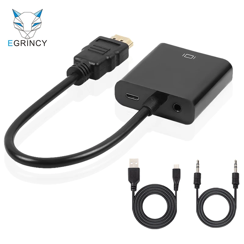 

Hot Male to Female HDMI to VGA Adapter Cable VGA Video Audio Converter Cables With Audio USB Cable For HDTV PS3/4 Laptop TVBox