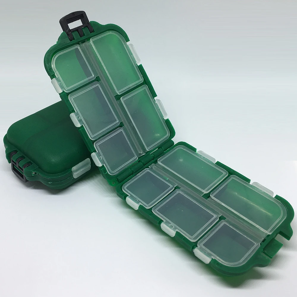 

Portable Fishing Tackle Box 10 Compartments Storage waterproof Fly Lure baits Accessories Hooks Deposit Storage Case BOX pesca