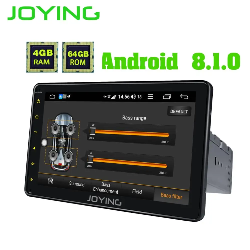 Cheap JOYING Android 8.1 car radio 1 din stereo head unit Octa Core 8"HD Screen 4GB ram 64GB ROM support 4G DSP Split Screen SWC audio 3