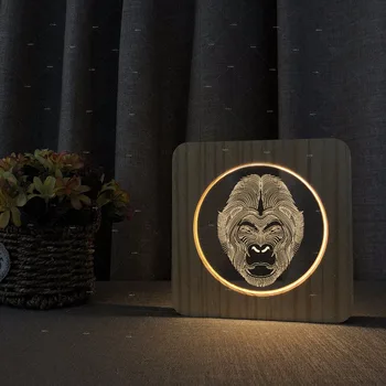 

orangutans 3d face design Wooden acrylic lamps for party decor room lighting desk lamp led free shipping for bedroom table lamp