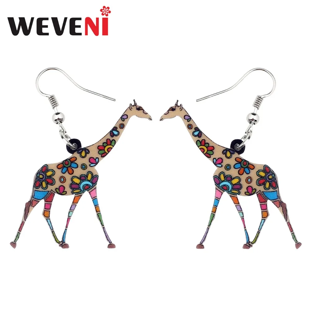 

WEVENI Acrylic Anime Colorful African Jungle Giraffe Earrings Dangle Drop Trendy Wild Animal Jewelry For Women Girls Charms Gift