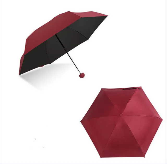 Mini Umbrella Rain Women Parasol Sunscreen Rainproof Capsule Umbrella 5 Folding Anti-Uv Windproof Portable Pocket Umbrella