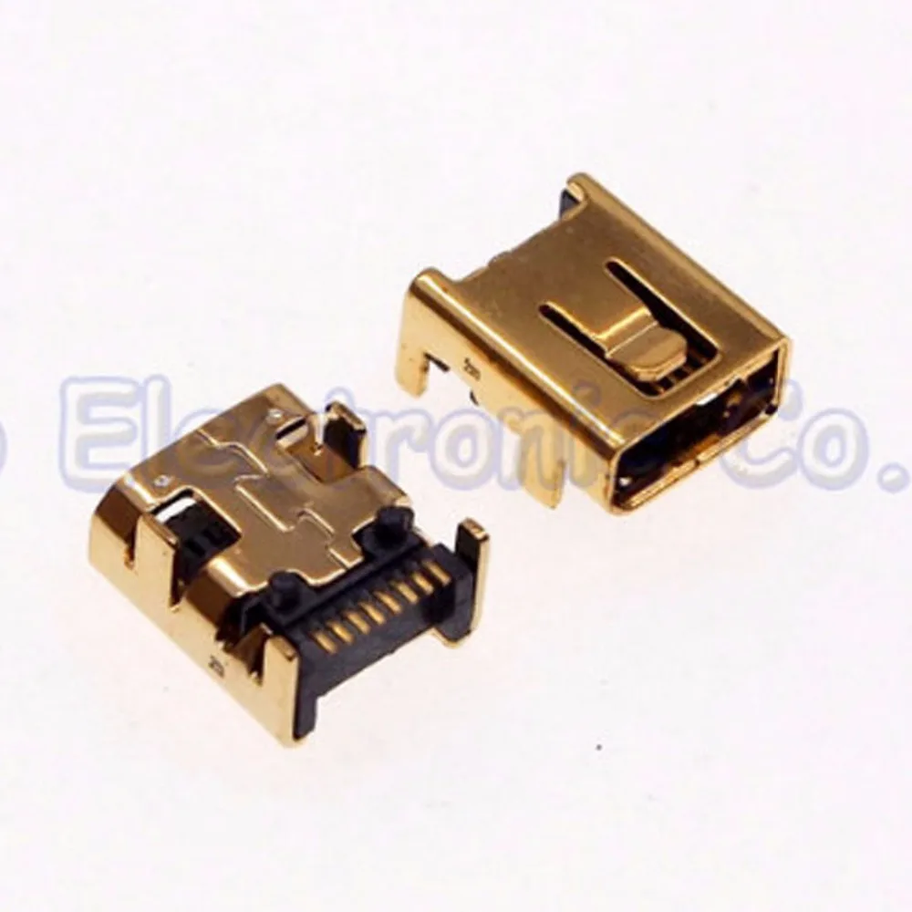10 шт. золотое покрытие мини 8p usb гнездо зарядный порт для камеры и т. Д. разъем |