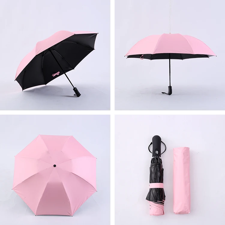 Автоматический зонт с 8 ребрами для мужчин и женщин, ветронепроницаемый, 3 складных зонта для автомобиля от солнца и дождя, мужские зонты с защитой от дождя и обратного хода, модный зонтик