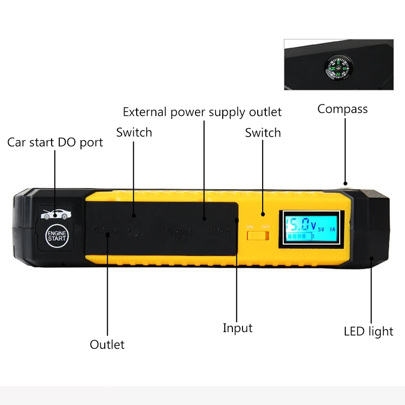 KROAK пусковое устройство для автомобиля внешний аккумулятор 89800 мАч 12 В 4USB