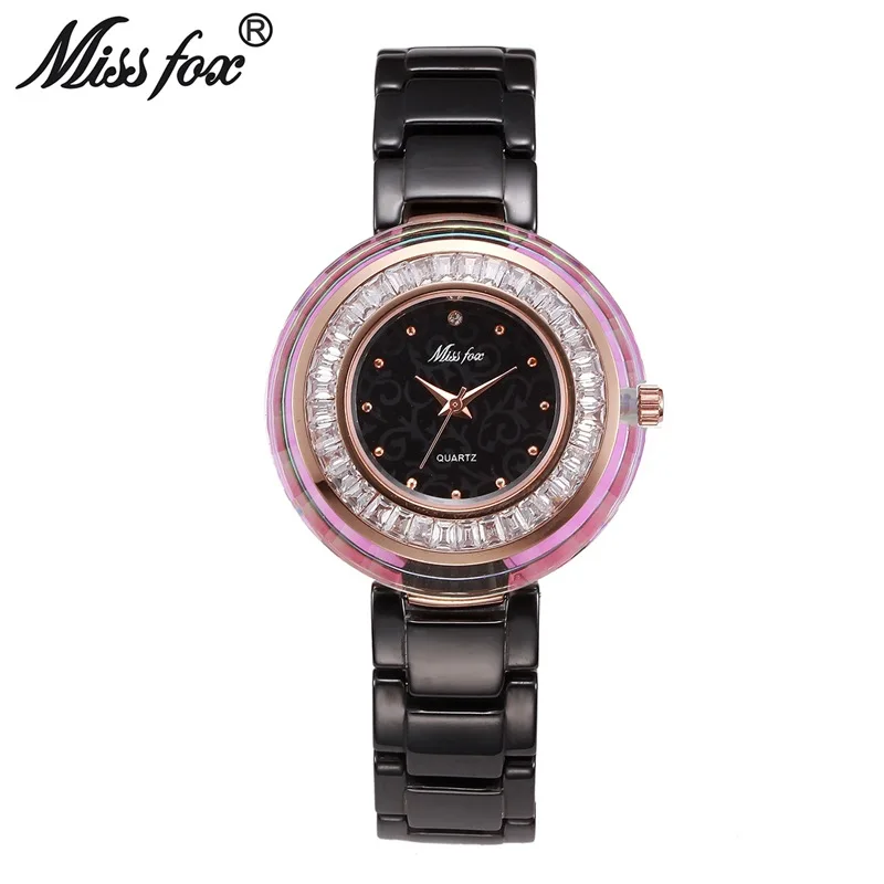 

Miss Fox Brand Watches Women Fashion Watch 2018 Ceramic Diamond Waterproof Crystal Quartz Wrist Watches hodinky relogio feminino