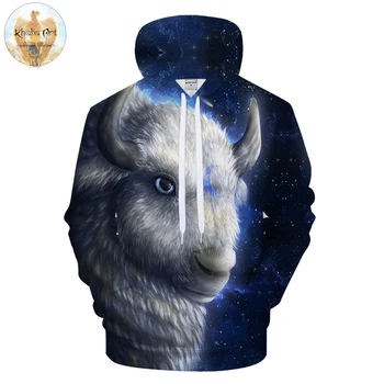 

Buffalo By KhaliaArt Mutton&Galaxy 3D Print Hoodies Men Casual Sweatshirt Tracksuit Brand Pullover Hoodie Coat Drop Ship