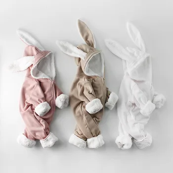 

2018 Winter Girls Boys Thicken Jumpsuits Hooded Cotton Warm Rompers 0-2t