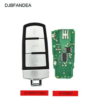 

DJBFANDEA 433MHz Car Remote Smart Key for VW/VolksWagen 3C0959752BA for PASSAT B6 3C MAGOTAN Control Alarm with ID48 Chip