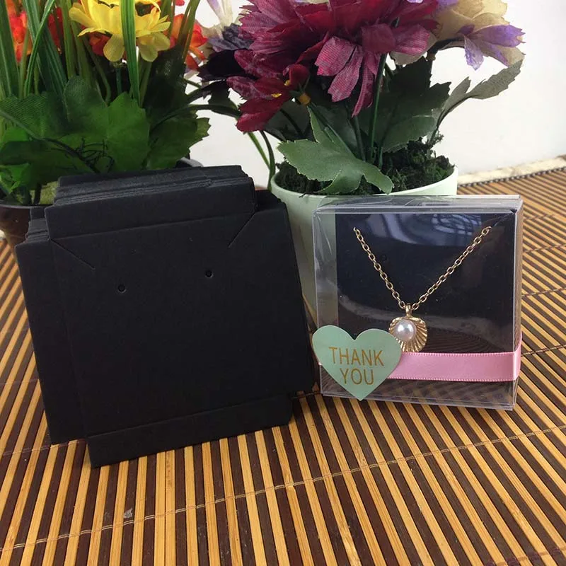 1Lot-50-box-50-pcs-inner-Card-65x65x30mm-White-Black-Kraft-Necklace-Earring-BOX-BOXEarring-Necklace