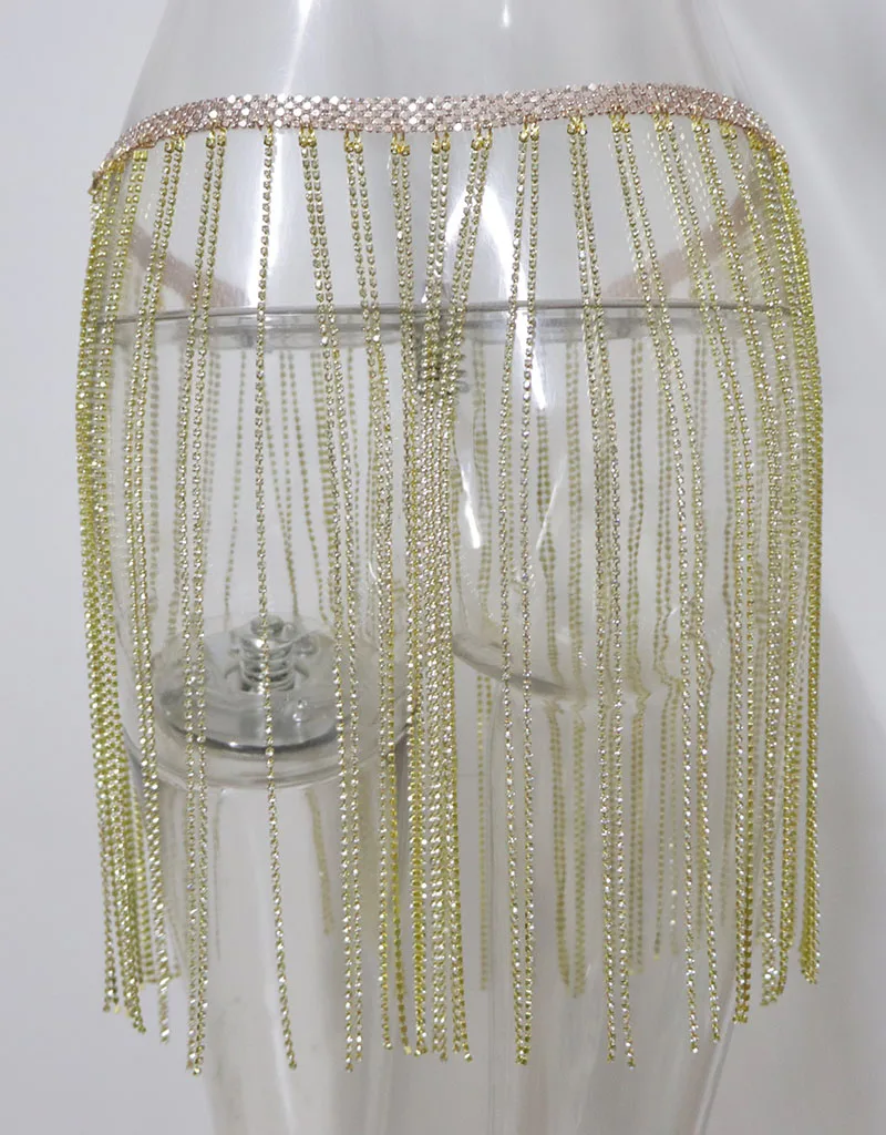 Beyprern Сексуальная мини-юбка с кисточками и металлическими бриллиантами блестящая Регулируемая юбка из кристаллов Стразы детали для ночного клуба пляжные юбки