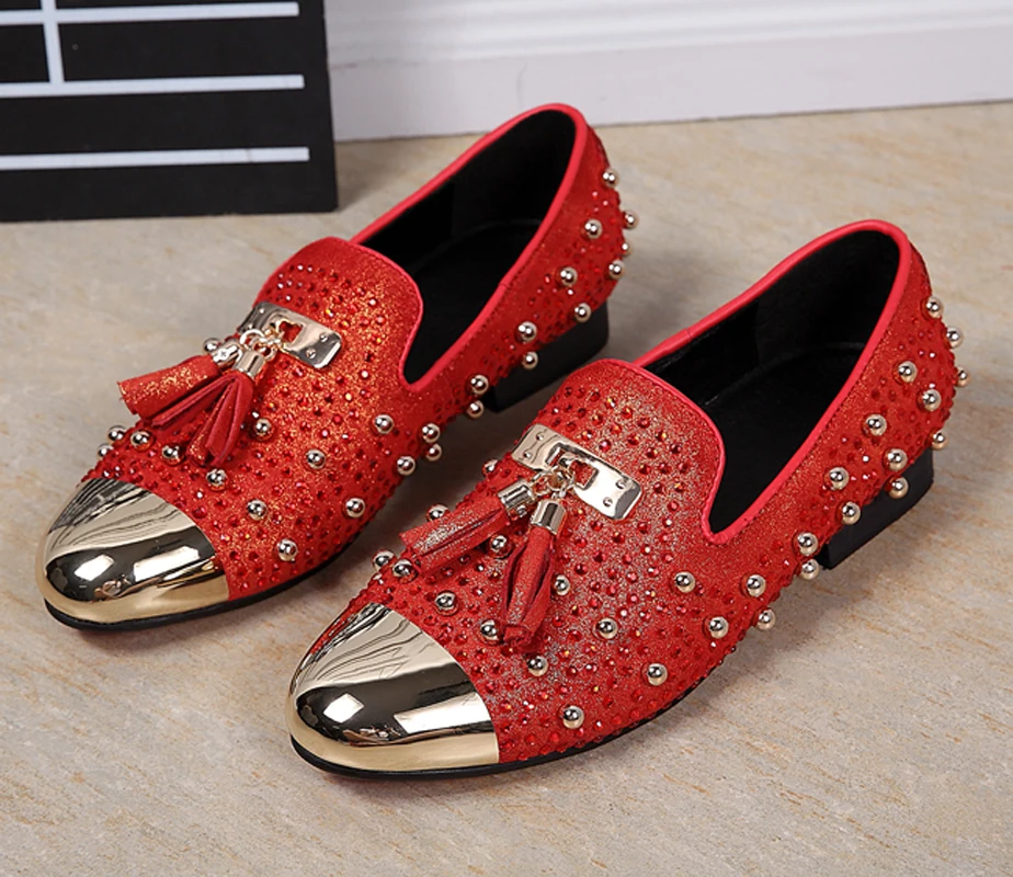 Buy Fringe Rivets Rhinestone Men Luxurious Shoes