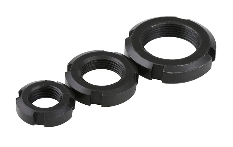Round Slotted Nut M10 M60 Black Zinc Locking Nuts Carbon Steel Fastener GB 812 Round Slotted Nut M10 M60 Black Zinc Locking Nuts Carbon Steel Fastener GB 812