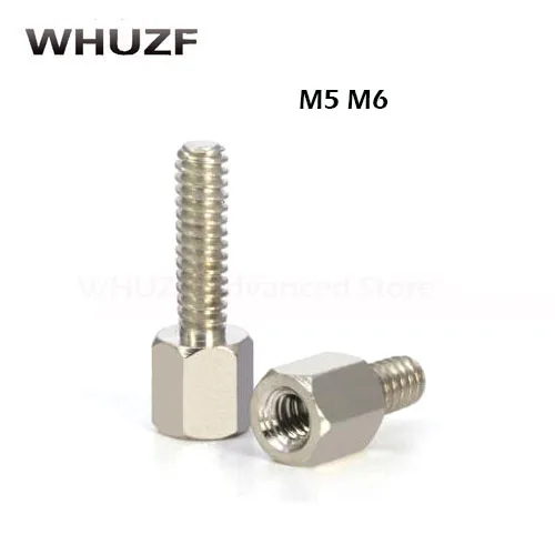 

20PCS M5 M6 Copper Nickel Plated Knurling Head Knurled Thumb Screw Hand Tighten Curtain Wall Glass Lock Screws Computer Bolts