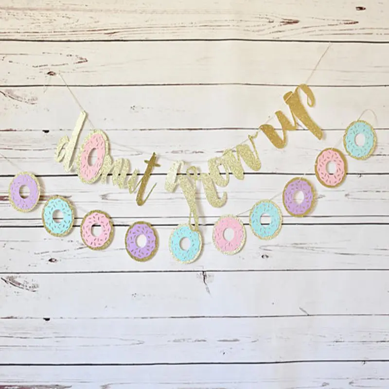 

2pcs Glitter Paper Letter Pull Flower Donut Grow Up Letter Pull Flower Children's Day Birthday Summer Ice Cream Party Decoration