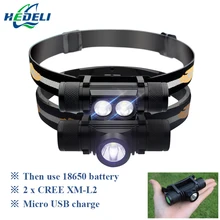 cree xm l2 led headlamp USB headlight 18650 rechargeable battery torch Head flashlight ed head lamp waterproof camping light