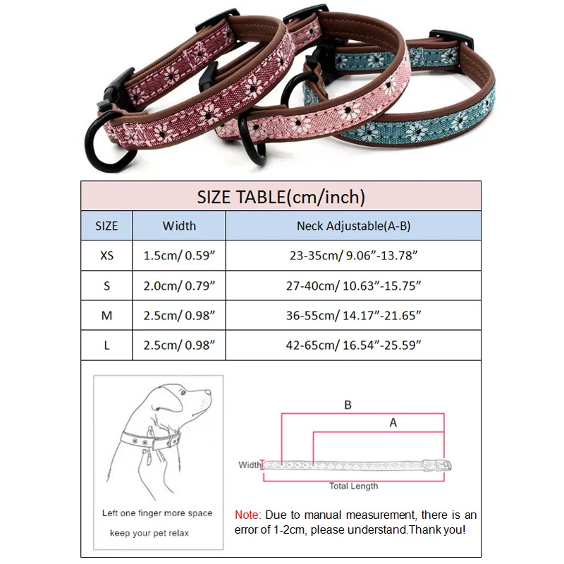 Ошейник для собак из микрофибры для маленьких щенков, регулируемый ошейник для кошек, Маргаритка, пластиковая пряжка, поводки для домашних животных, 10E