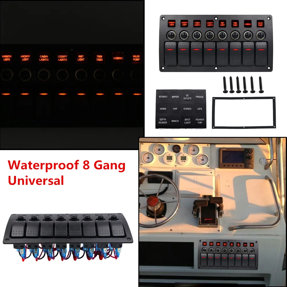 Автомобильный Стайлинг 3 PIN 8 Gang водостойкий 12 В 24 в авто лодка морской светодио дный светодиодный кулисный переключатель панель автоматические выключатели