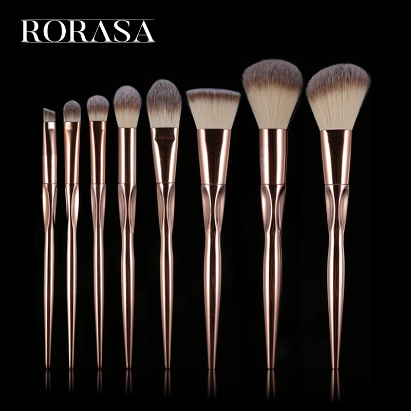 

8Pcs Rose Gold Metallic Makeup Brushes Set Grasp Handle Foundation Powder Eyeshadow Contour Make-up Brushes Cosmetics Tool Kit 3