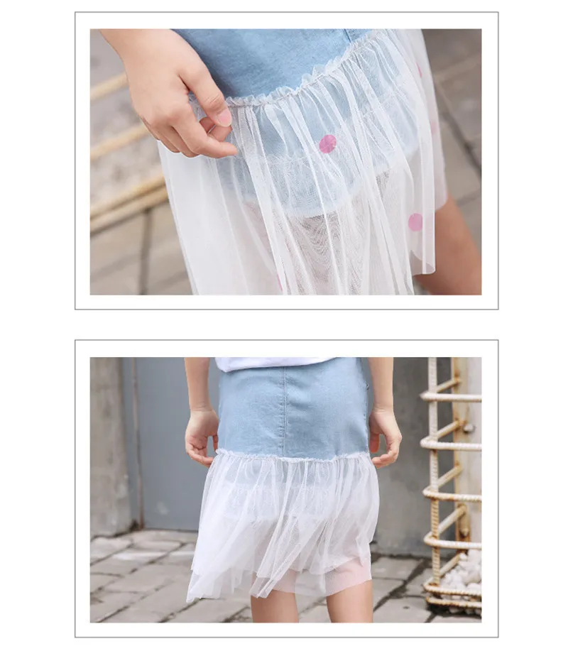 Юбка для девочек 4, 5, 6, 7, 8, 9 лет модная детская юбка-американка из джинсовой ткани в Корейском стиле Повседневная юбка с эластичной резинкой