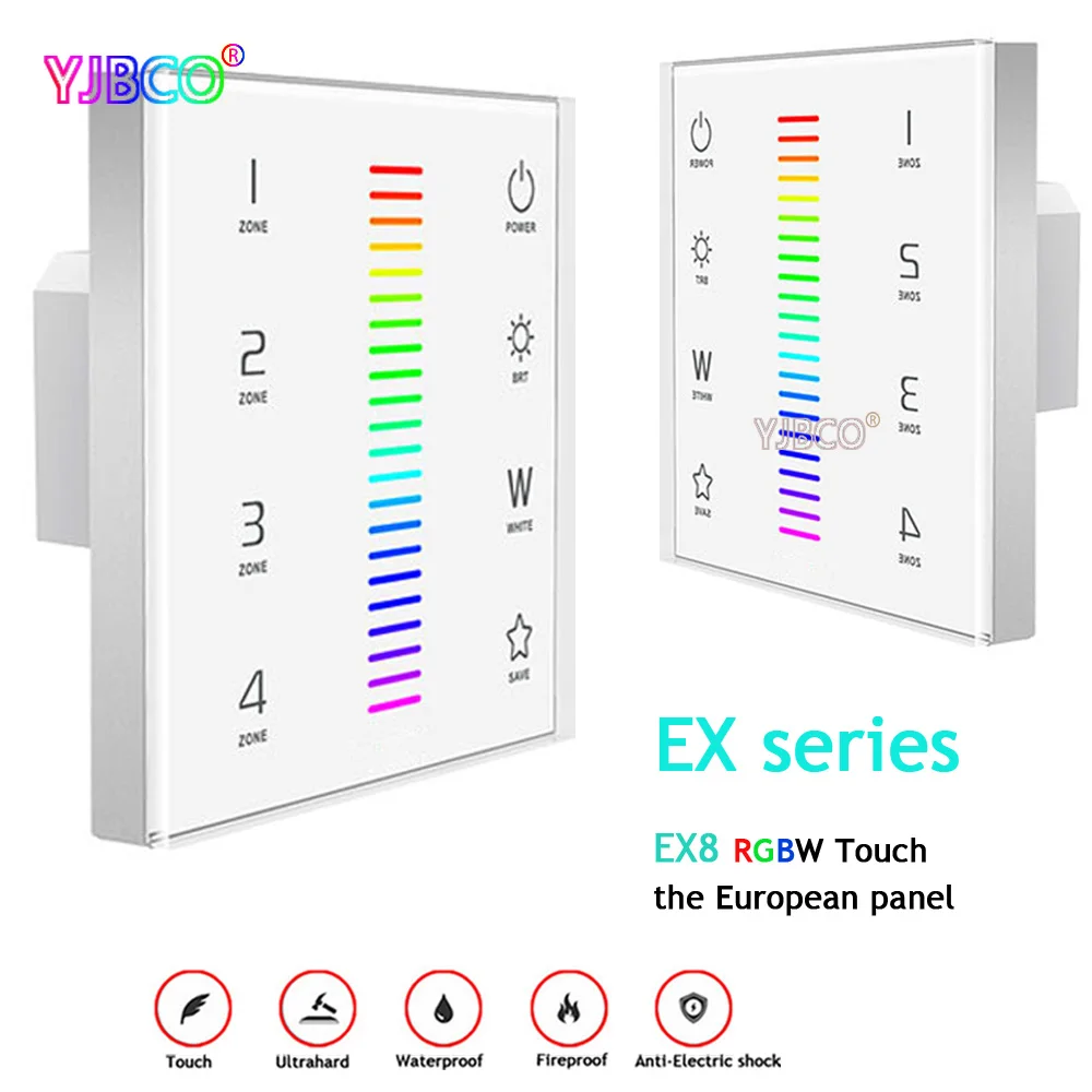 

4 zone Wall Mount RGBW Touch Panel controller RF 2.4GHz DMX512 Output Signal for RGBW led bulb led lamp AC100-240V