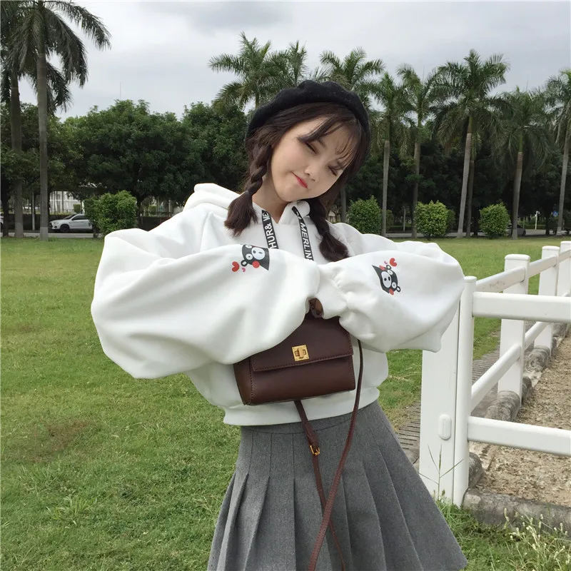 Harajuku модные осень зима Для женщин толстовки милый медведь печати Толстовки с