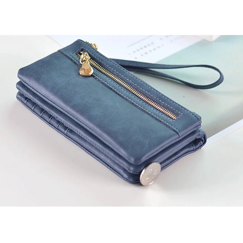 Women Wallets PU Leather Wallet Lady Fashion Double Zipper Day Clutch Purses Girls Wristlet portabl