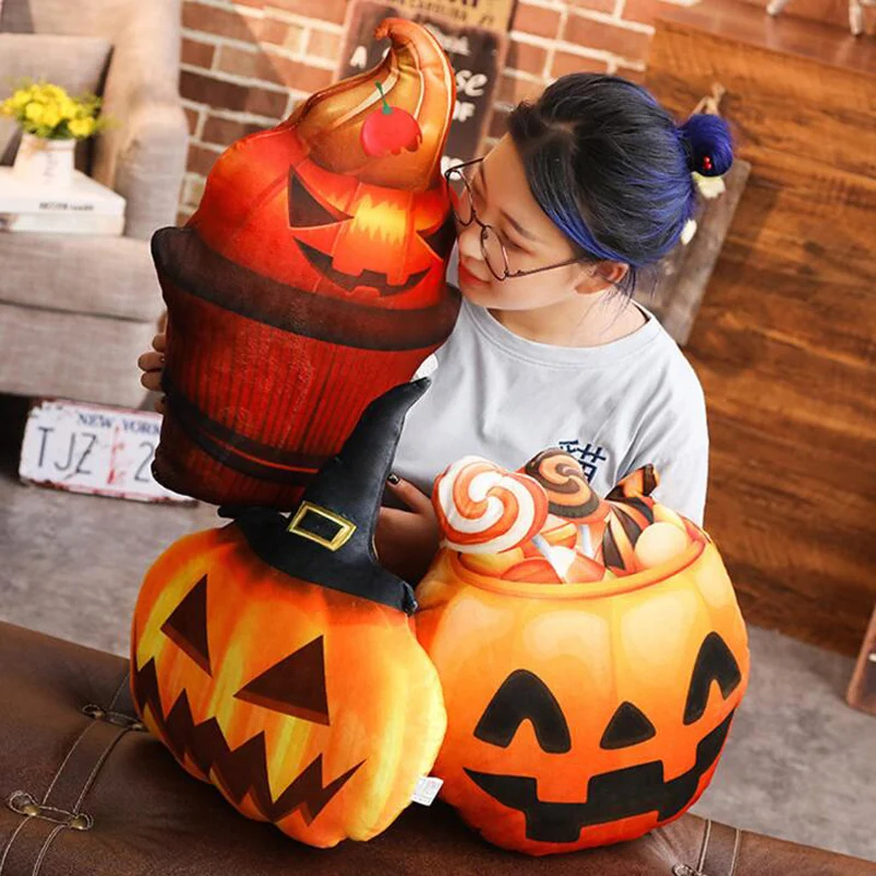 

Plush Toy Funny Expression Halloween pumpkin Sofa Pillow Cushion Cartoon Creative Doll Home Decoration Children Birthday Gift