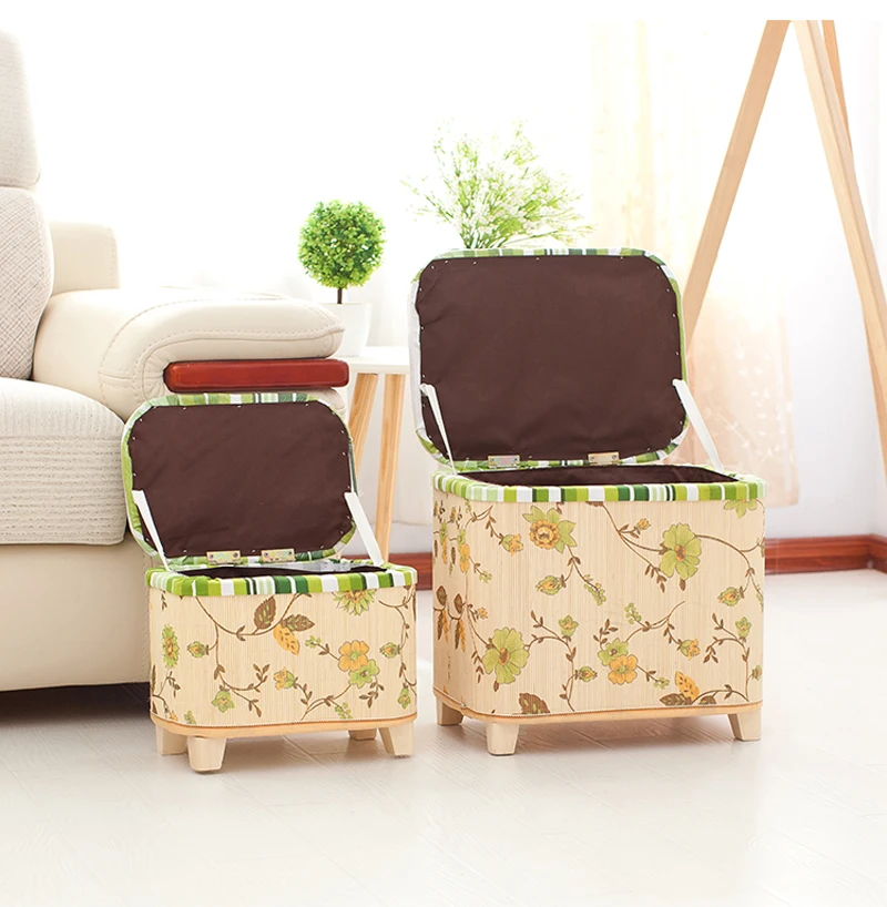 Handmade Storage Stool Ottoman Home Decoration Furniture Storage Toys Bamboo Chair Door Bench Kids Children Adult Chair
