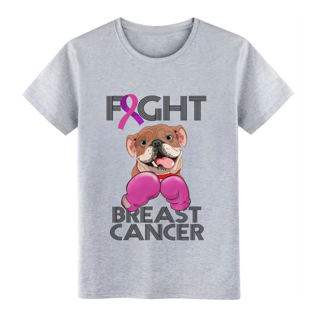 Men s Fight Breast Cancer Bulldog Breast Cancer Month t shirt printed tee shirt Euro Size S-3xl Original Gift Funny Casual shirt