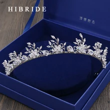 HIBRIDE Jewelry Vintage Tiaras Rhinestone Crystal Crowns Wedding Hair Accessories Rhodium Plated Bridal Jewelry HC00009