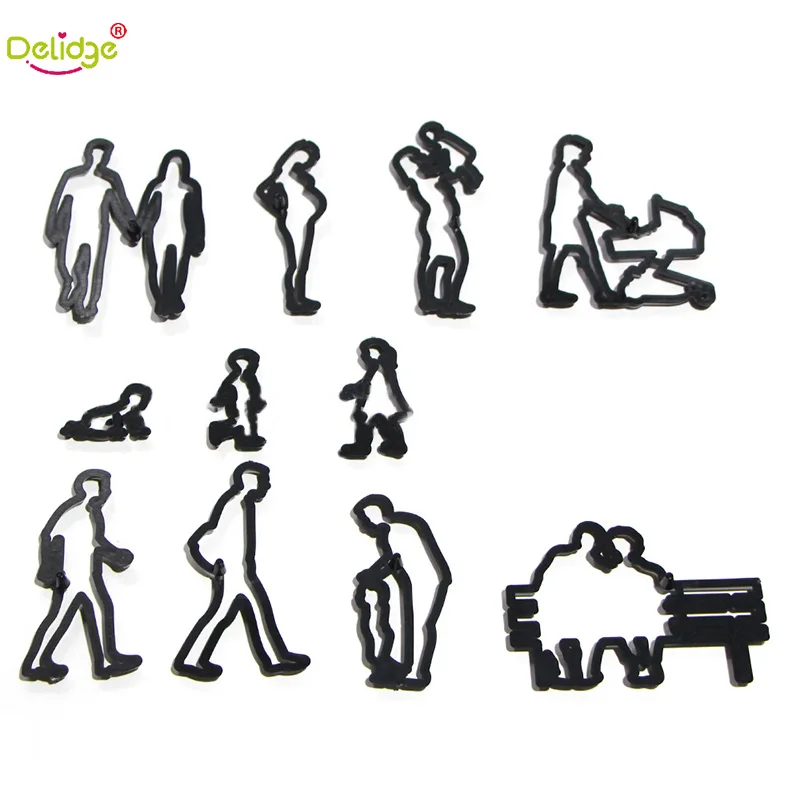 Delidge11pc/set Evolution Of Life Cookie Cutters Mold Black Biscuit Fondant Cookie Tools Anniversary Wedding DIY Cake Decorating