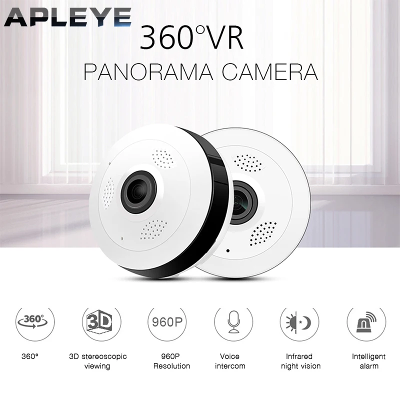 Acheter APLEYE Mini 1080 p IP Caméra V380 360 Degrés Panoramique Sans Fil Fisheye IP Caméra P2P 960 p HD Smart Security la maison Wifi Caméra