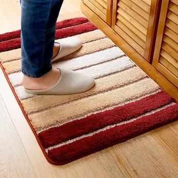 

Modern Simple Style Shaggy Striped Printing Rectangle Carpet Washable and Anti-slip Rug for Bedroom/Washroom/Hallway/Doormat