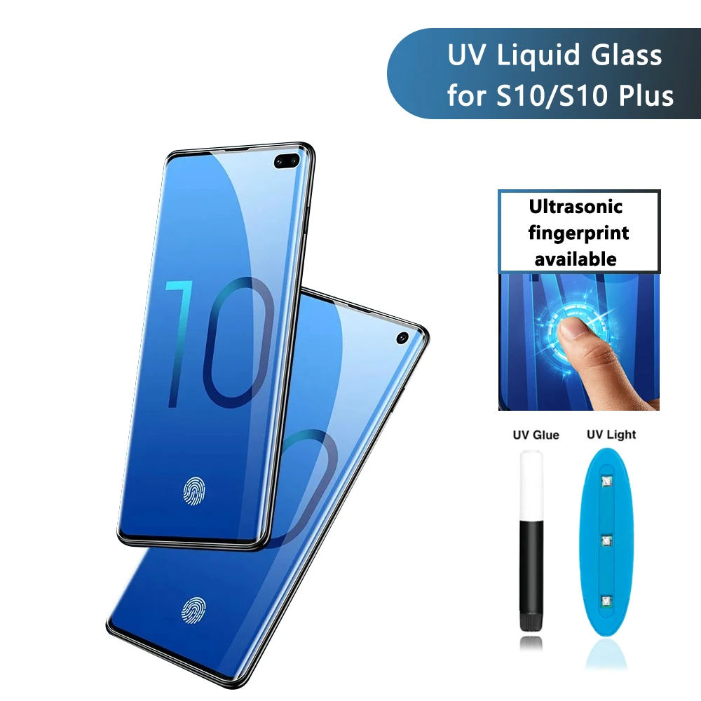 

10 PCS UV Liquid Screen Glass Protector For Samsung Galaxy S10 S10 plus S10e Full Cover Glue Tempered Protective Glass Film