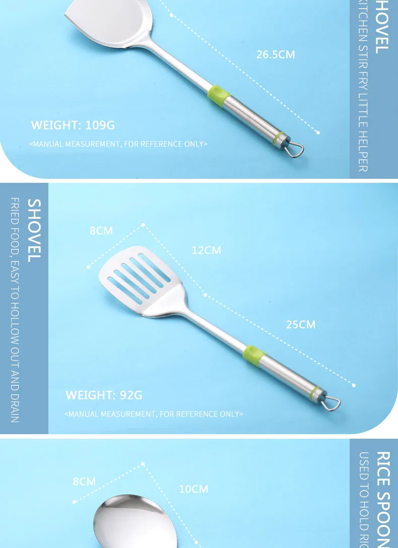 Многофункциональный набор кухонных инструментов с держателем, набор кухонных принадлежностей из нержавеющей стали для приготовления пищи, ковш, лопатка, набор кухонных принадлежностей