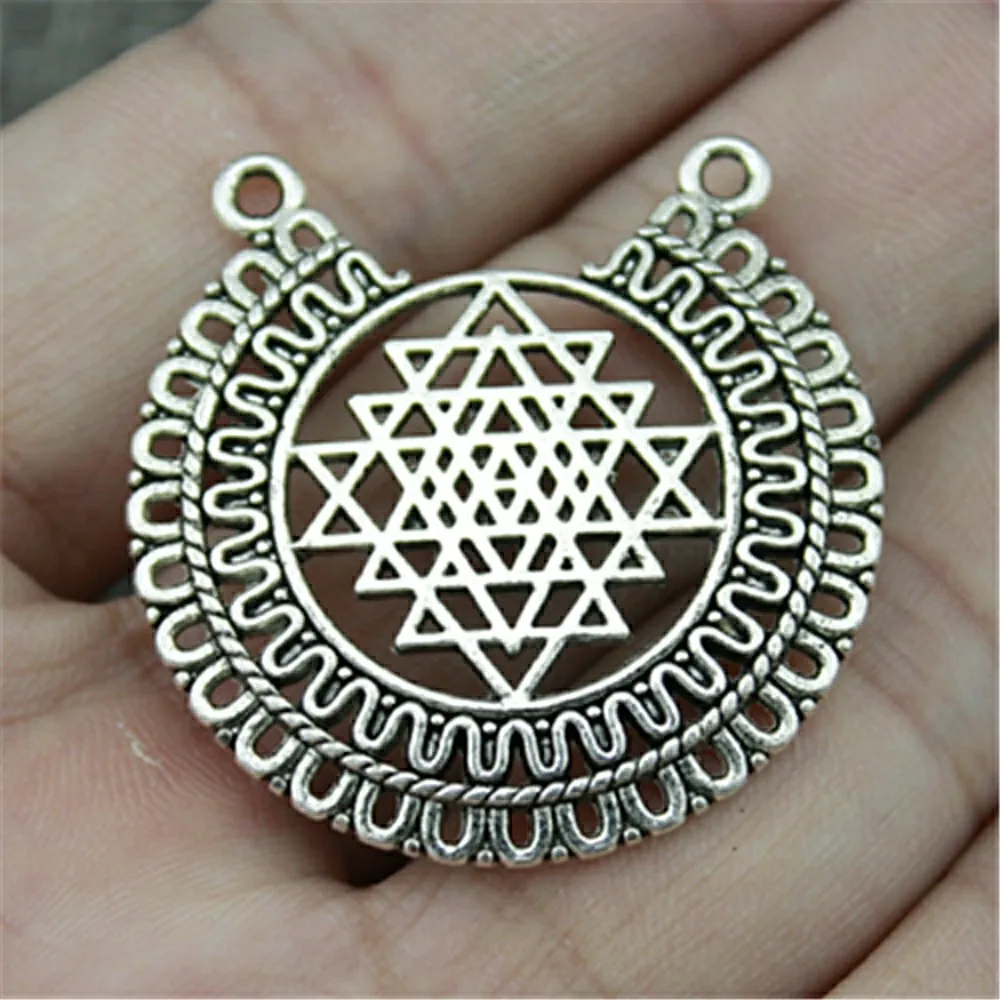 3 шт./лот, амулеты Sri Yantra, античное серебро, цвет Sri Yantra, амулеты, подвески, ювелирные изделия, подвеска Sri Yantra, амулеты с узором для изготовления ювелирных изделий - Окраска металла: B10542-35x35mm