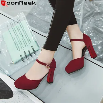 

MoonMee fashion new shoes woman thick high heels shoes shallow two piece pumps women shoes elegant prom wedding shoes big size