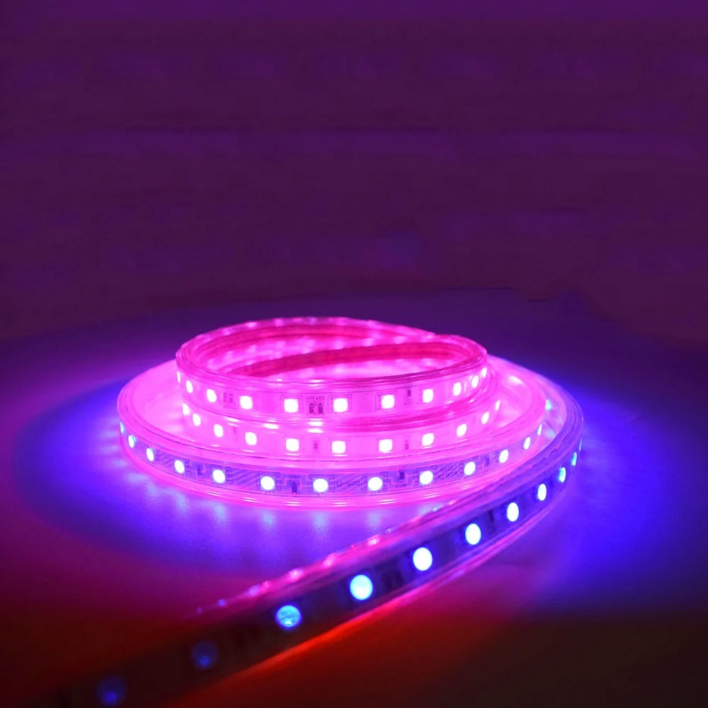 Светодиодная гибкая лента 220 в IP67 водонепроницаемая RGB 5050 60LED s/m светодиодный ная с