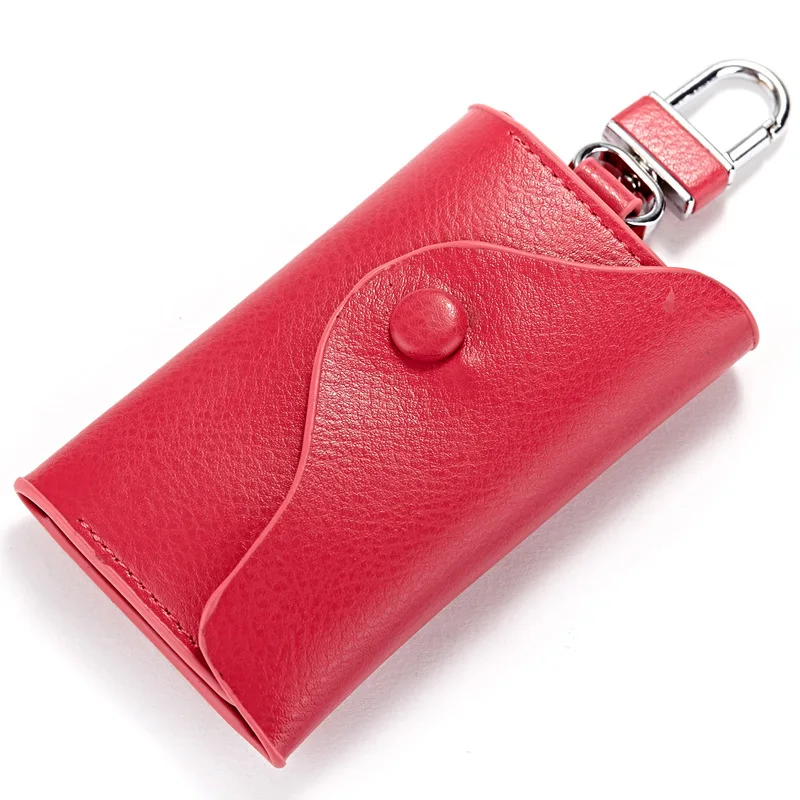 Genuine Leather Key Holder Organizer Women Housekeeper Key Wallets