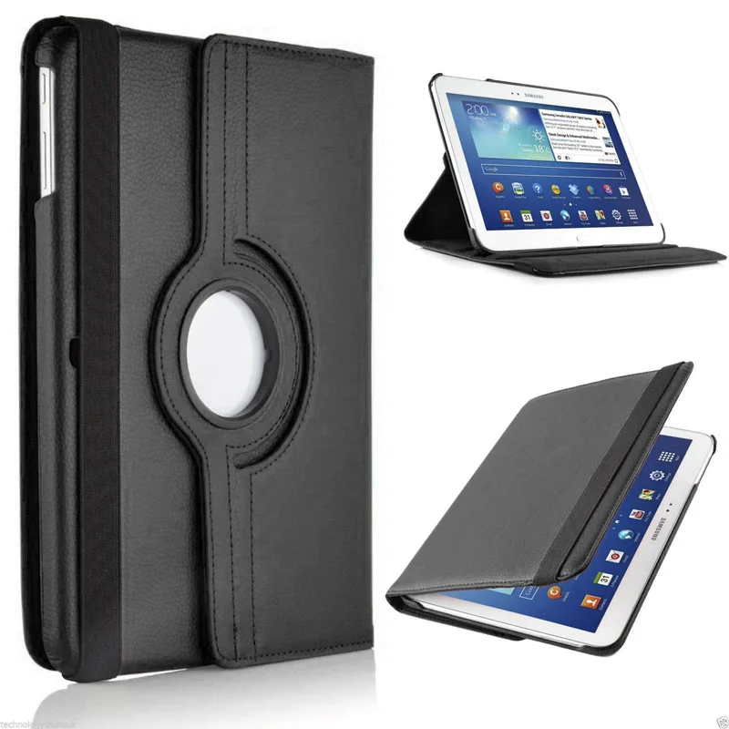 Черный 360 Вращающийся Кожаный чехол-книжка для samsung Galaxy Tab 3, 10,1 дюймов, P5200, P5220, P5210, SM-P5200, Tab3, 10,1 дюймов, чехол для планшета - Цвет: Черный