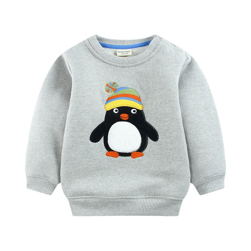

MIMIWINGA Autumn Winter New Arrival Baby Boys Sweatshirt Cartoon Penguin Dinosour Fox Long Sleeve T-shirt Baby Kids Clothes