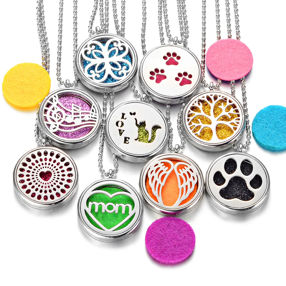 

Aroma Diffuser Necklace Open Antique Vintage Lockets Pendant Perfume Essential Oil Aromatherapy Locket Necklace With Pad VA-1027