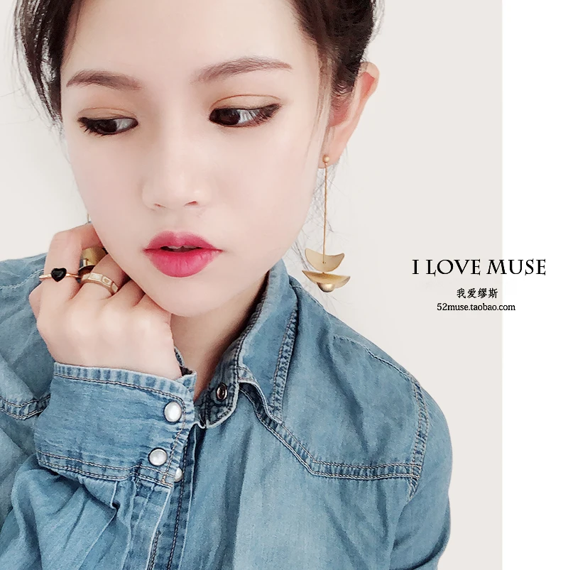 HUANZHI S925 Matte Metal Gold Double Layer Irregular Wave Twisted Circle Long Tassel Ball Earrings for Women Ear Line - Image 5