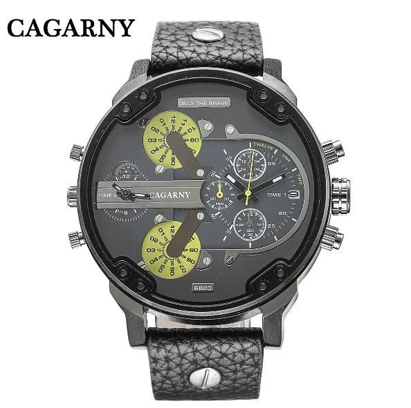 Relojes часы мужские Cagarny люксовый бренд мужские s Мужские кварцевые часы 2 времени военные Relogio Masculino черные кожаные XFCS - Цвет: style 6