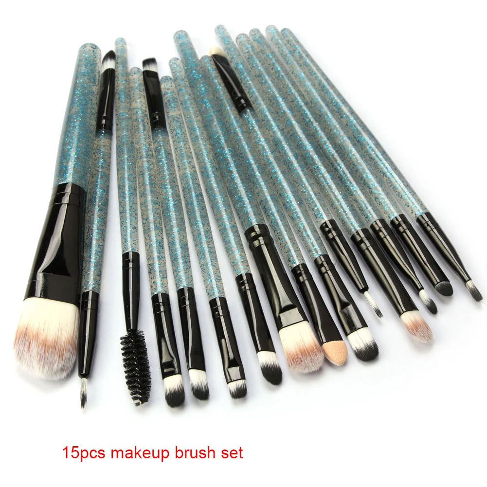 

15pcs Makeup Brush Set Makeup Tool Paint Drawing Handheld Professional Crystal Handle Soft Fiber Gift Long Rod Powder Blending