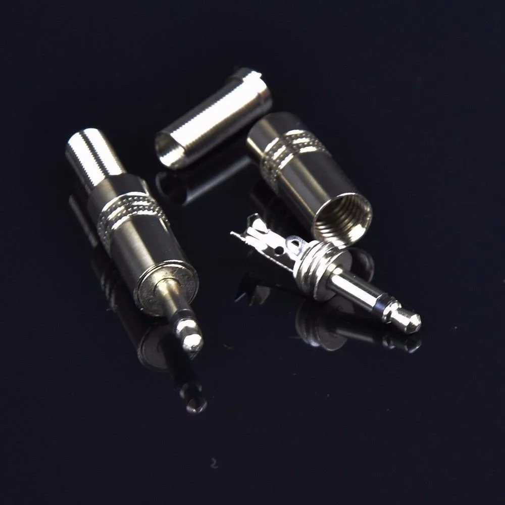 100pcs 3 5mm mono metal male jack plug solder audio adapter connector 